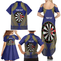 Personalised Niue Darts Family Matching Summer Maxi Dress and Hawaiian Shirt Dart Board Hiapo Pattern LT14 - Polynesian Pride