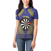 Personalised Niue Darts Women Polo Shirt Dart Board Hiapo Pattern - Polynesian Pride