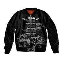 New Zealand Silver Fern Rugby Bomber Jacket Haka Aotearoa Kiwi Dance LT14 Unisex Black - Polynesian Pride