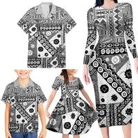 Black Bula Fiji Family Matching Long Sleeve Bodycon Dress and Hawaiian Shirt Unique Masi Tapa Pattern LT14 - Polynesian Pride