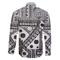 Black Bula Fiji Family Matching Long Sleeve Bodycon Dress and Hawaiian Shirt Unique Masi Tapa Pattern LT14 - Polynesian Pride