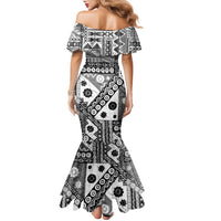 Black Bula Fiji Family Matching Mermaid Dress and Hawaiian Shirt Unique Masi Tapa Pattern LT14 - Polynesian Pride