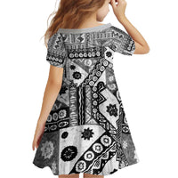 Black Bula Fiji Family Matching Off The Shoulder Long Sleeve Dress and Hawaiian Shirt Unique Masi Tapa Pattern LT14 - Polynesian Pride