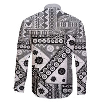 Black Bula Fiji Family Matching Off The Shoulder Long Sleeve Dress and Hawaiian Shirt Unique Masi Tapa Pattern LT14 - Polynesian Pride