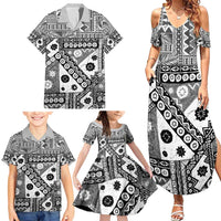 Black Bula Fiji Family Matching Summer Maxi Dress and Hawaiian Shirt Unique Masi Tapa Pattern LT14 - Polynesian Pride