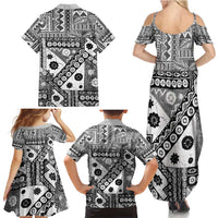 Black Bula Fiji Family Matching Summer Maxi Dress and Hawaiian Shirt Unique Masi Tapa Pattern LT14 - Polynesian Pride