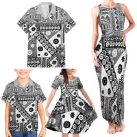 Black Bula Fiji Family Matching Tank Maxi Dress and Hawaiian Shirt Unique Masi Tapa Pattern LT14 - Polynesian Pride