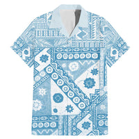 Blue Bula Fiji Family Matching Mermaid Dress and Hawaiian Shirt Unique Masi Tapa Pattern LT14 Dad's Shirt - Short Sleeve Blue - Polynesian Pride