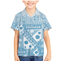 Blue Bula Fiji Family Matching Mermaid Dress and Hawaiian Shirt Unique Masi Tapa Pattern LT14 Son's Shirt Blue - Polynesian Pride
