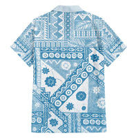 Blue Bula Fiji Family Matching Off The Shoulder Long Sleeve Dress and Hawaiian Shirt Unique Masi Tapa Pattern LT14 - Polynesian Pride