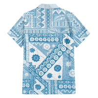 Blue Bula Fiji Family Matching Short Sleeve Bodycon Dress and Hawaiian Shirt Unique Masi Tapa Pattern LT14 - Polynesian Pride
