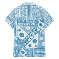 Blue Bula Fiji Family Matching Tank Maxi Dress and Hawaiian Shirt Unique Masi Tapa Pattern LT14 - Polynesian Pride
