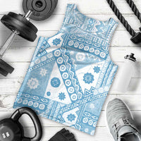 Blue Bula Fiji Men Tank Top Unique Masi Tapa Pattern