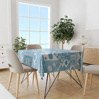 Blue Bula Fiji Tablecloth Unique Masi Tapa Pattern