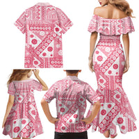 Pink Bula Fiji Family Matching Mermaid Dress and Hawaiian Shirt Unique Masi Tapa Pattern LT14 - Polynesian Pride