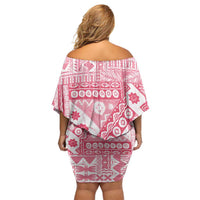 Pink Bula Fiji Family Matching Off Shoulder Short Dress and Hawaiian Shirt Unique Masi Tapa Pattern LT14 - Polynesian Pride