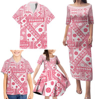 Pink Bula Fiji Family Matching Puletasi and Hawaiian Shirt Unique Masi Tapa Pattern LT14 - Polynesian Pride