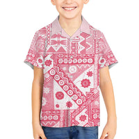 Pink Bula Fiji Family Matching Puletasi and Hawaiian Shirt Unique Masi Tapa Pattern LT14 Son's Shirt Pink - Polynesian Pride