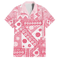 Pink Bula Fiji Family Matching Short Sleeve Bodycon Dress and Hawaiian Shirt Unique Masi Tapa Pattern LT14 Dad's Shirt - Short Sleeve Pink - Polynesian Pride