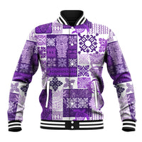 Hawaiian Quilt Baseball Jacket Tiki Tropical Retro Purple Version LT14 Unisex Purple - Polynesian Pride