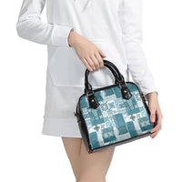 Hawaiian Quilt Shoulder Handbag Tiki Tropical Retro Dark Cyan Version LT14 - Polynesian Pride