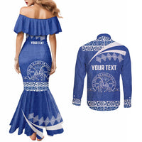 Personalised Tonga Tupou College Toloa Couples Matching Mermaid Dress and Long Sleeve Button Shirt 160 Years Anniversary Tongan Ngatu Pattern LT14 - Polynesian Pride