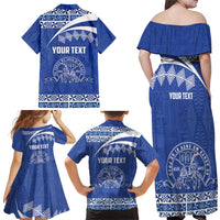 Personalised Tonga Tupou College Toloa Family Matching Off Shoulder Maxi Dress and Hawaiian Shirt 160 Years Anniversary Tongan Ngatu Pattern LT14 - Polynesian Pride