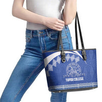 Tonga Tupou College Toloa Leather Tote Bag 160 Years Anniversary Tongan Ngatu Pattern