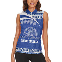 Personalised Tonga Tupou College Toloa Women Sleeveless Polo Shirt 160 Years Anniversary Tongan Ngatu Pattern LT14 - Polynesian Pride