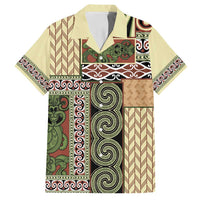 Beige Aotearoa Kowhaiwhai Pattern Family Matching Long Sleeve Bodycon Dress and Hawaiian Shirt NZ Maori Quilt Style LT14 Dad's Shirt - Short Sleeve Beige - Polynesian Pride
