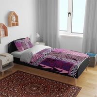 Pink Aotearoa Kowhaiwhai Pattern Bedding Set NZ Maori Quilt Style
