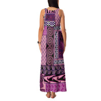 Pink Aotearoa Kowhaiwhai Pattern Family Matching Tank Maxi Dress and Hawaiian Shirt NZ Maori Quilt Style LT14 - Polynesian Pride