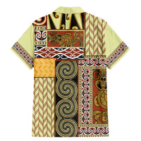 Yellow Aotearoa Kowhaiwhai Pattern Family Matching Mermaid Dress and Hawaiian Shirt NZ Maori Quilt Style LT14 - Polynesian Pride