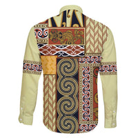 Yellow Aotearoa Kowhaiwhai Pattern Family Matching Tank Maxi Dress and Hawaiian Shirt NZ Maori Quilt Style LT14 - Polynesian Pride
