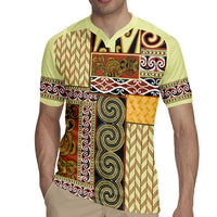 Yellow Aotearoa Kowhaiwhai Pattern Rugby Jersey NZ Maori Quilt Style LT14 - Polynesian Pride