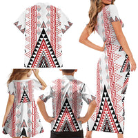 Aotearoa Taniko Family Matching Short Sleeve Bodycon Dress and Hawaiian Shirt Niho Taniwha Purapura Whetu Mix Poutama LT14 - Polynesian Pride