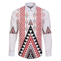 Aotearoa Taniko Family Matching Tank Maxi Dress and Hawaiian Shirt Niho Taniwha Purapura Whetu Mix Poutama LT14 Dad's Shirt - Long Sleeve White - Polynesian Pride