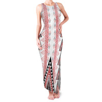 Aotearoa Taniko Family Matching Tank Maxi Dress and Hawaiian Shirt Niho Taniwha Purapura Whetu Mix Poutama LT14 Mom's Dress White - Polynesian Pride