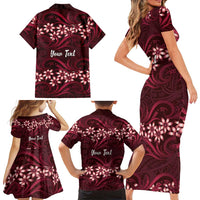 Personalised Cook Islands Mangaia Family Matching Short Sleeve Bodycon Dress and Hawaiian Shirt Tiare Maori Polynesian Waves Tattoo LT14 - Polynesian Pride