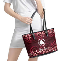 Personalised Cook Islands Mangaia Leather Tote Bag Tiare Maori Polynesian Waves Tattoo