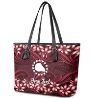 Personalised Cook Islands Mangaia Leather Tote Bag Tiare Maori Polynesian Waves Tattoo