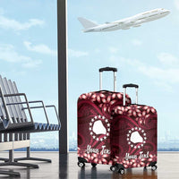 Personalised Cook Islands Mangaia Luggage Cover Tiare Maori Polynesian Waves Tattoo