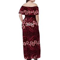 Personalised Cook Islands Mangaia Off Shoulder Maxi Dress Tiare Maori Polynesian Waves Tattoo