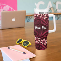 Personalised Cook Islands Mangaia Tumbler With Handle Tiare Maori Polynesian Waves Tattoo