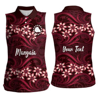 Personalised Cook Islands Mangaia Women Sleeveless Polo Shirt Tiare Maori Polynesian Waves Tattoo LT14 - Polynesian Pride