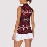Personalised Cook Islands Mangaia Women Sleeveless Polo Shirt Tiare Maori Polynesian Waves Tattoo LT14 - Polynesian Pride
