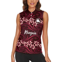 Personalised Cook Islands Mangaia Women Sleeveless Polo Shirt Tiare Maori Polynesian Waves Tattoo LT14 - Polynesian Pride