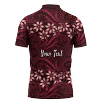 Personalised Cook Islands Mangaia Zipper Polo Shirt Tiare Maori Polynesian Waves Tattoo LT14 - Polynesian Pride