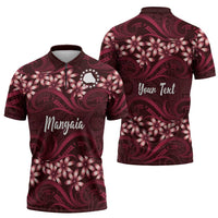 Personalised Cook Islands Mangaia Zipper Polo Shirt Tiare Maori Polynesian Waves Tattoo LT14 - Polynesian Pride