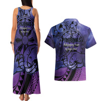 Philippines Father's Day Couples Matching Tank Maxi Dress and Hawaiian Shirt Polynesian Tattoo Galaxy Vibes LT14 - Polynesian Pride